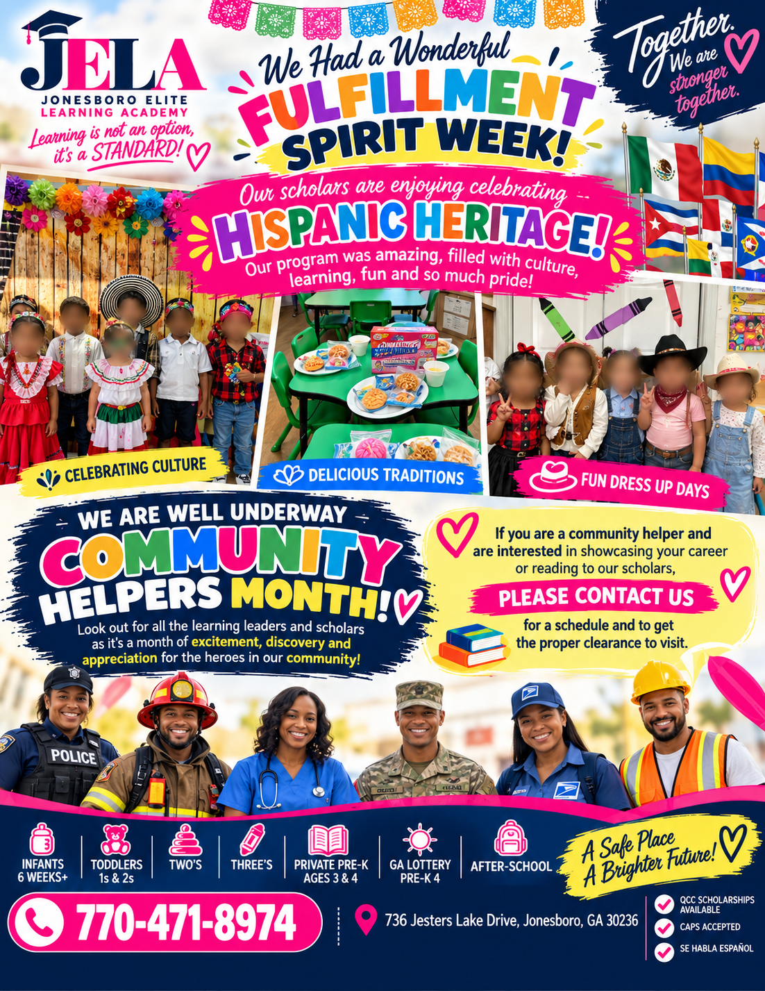 JELA Fulfillment Spirit Week and Hispanic Heritage celebration flyer